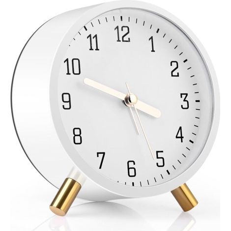 Sveglia silenziosa con luce notturna - Design retrò - Richiede 2 batterie AA - Adatta per ufficio e casa (1/4)