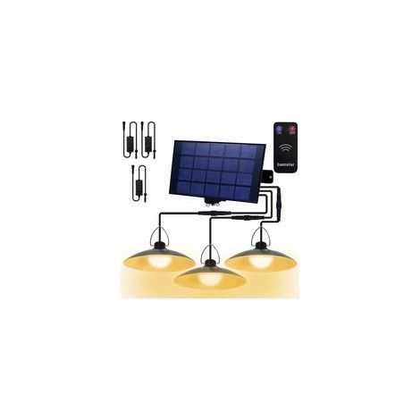 Crezuo Solar-Hängeleuchte für den Außenbereich mit Fernbedienung, IP65 wasserdicht, LED, 3 Leuchten