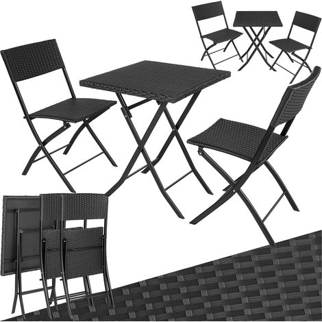 Salon de jardin 2 personnes résine tressée acier résistant aux UV noir (1/9)