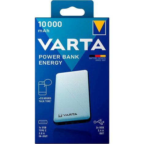 Power Bank Energy 10.000ma Varta 100/240v 73x15x138mm