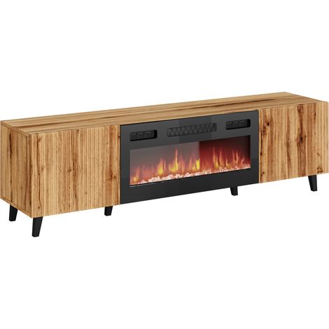 Mirjan24 – Meuble TV Remeta 107 – Chêne wotan – 2 portes – Dimensions 181x50x42cm – Éclairage LED intégré – Verre trempé pour sécurité (1/5)
