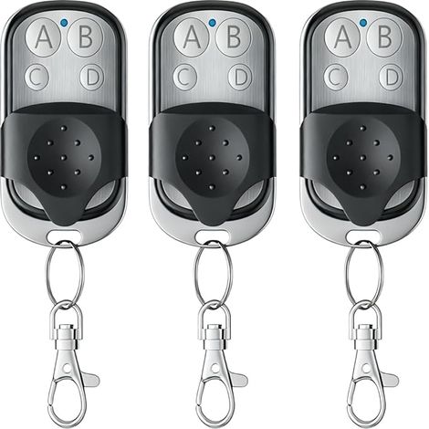3Pcs Telecommande Portail 433.92 MHz, Universelle Rolling Code Telecommande Duplicateur, Télécommande Garage sans Fil à 4 Boutons pour Porte Garage Électrique avec Couvercle Coulissant (1/5)