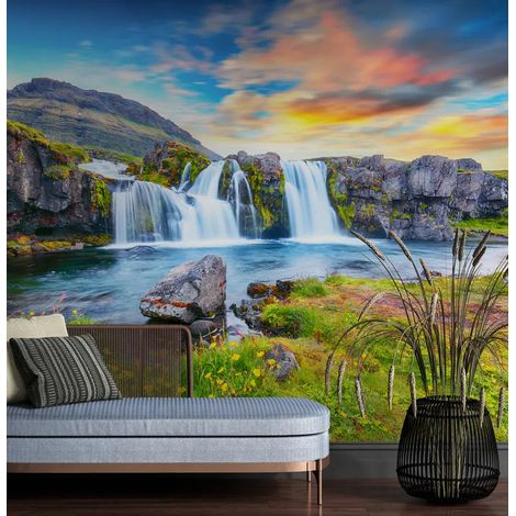 Papier Peint Paysage - Cascade Arc-en-Ciel - 150 x 250 cm (1/2)