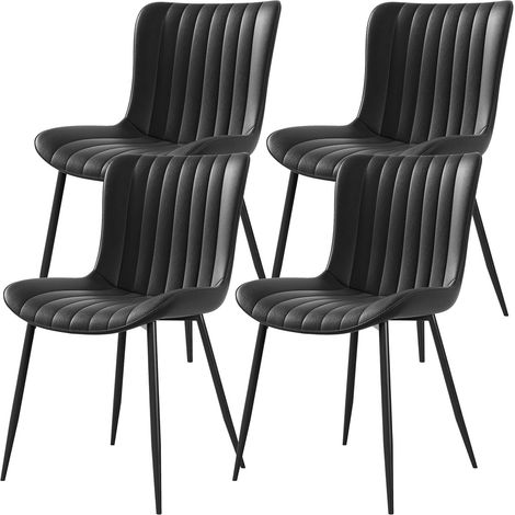 Lot de 4 Chaise Salle à Manger,Jusqu’à 120 kg,Rembourré Chaise Cuisine,Pieds en métal,Nettoyage Facile,pour Salle à Manger,Cuisine,Noir (1/5)