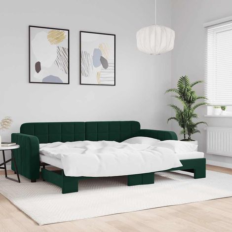 Sofá cama nido terciopelo verde oscuro 80x200 cm (1/5)