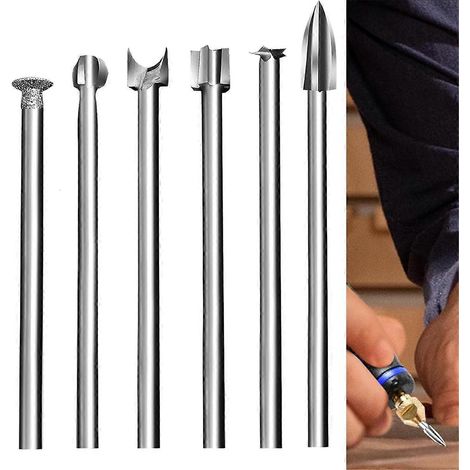 Holzschnitzwerkzeug-Set: 6 verschiedene Bohrer für kreative Hobbys.