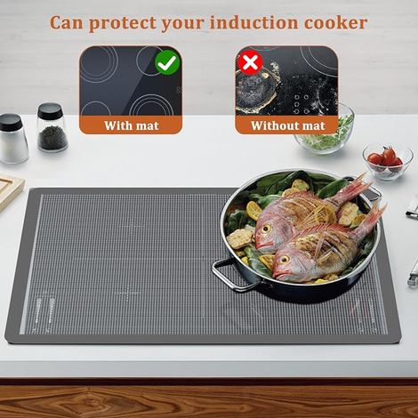 Tapis Protection Plaque Induction 80x52cm Tapis Plaque Induction Tapis Plaque Induction Plaque Cuisson Anti Anti Silicone Blanc (1/4)