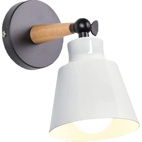 industrielle Wandleuchte aus Metall und Holz, E27, 180° verstellbar, für Wohn- und Schlafzimmer (1/5)