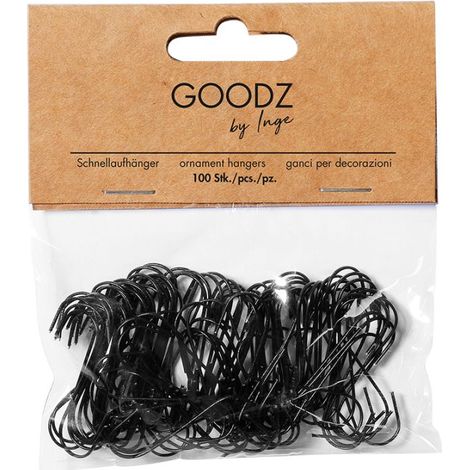 GANCI IN METALLO NERO 100 PZ 3,3 CM