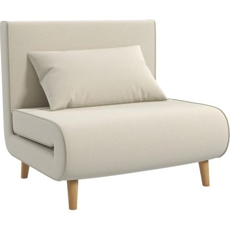 Sofá cama plegable con respaldo regulable en 6 posiciones, estilo escandinavo, blanco crema (1/5)