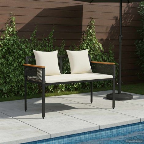 vidaXL Panchina da esterno Nero e Bianco Crema 117 x 54 x 74.5 cm
