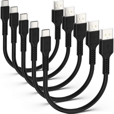 Câble USB C Court [20cm/0.2m, Lot de 5], USB Type C Chargeur Rapide 3A USB-A vers USB-C Câble pour Samsung Galaxy S10 S9 S8, Huawei P20 – Noir (1/5)