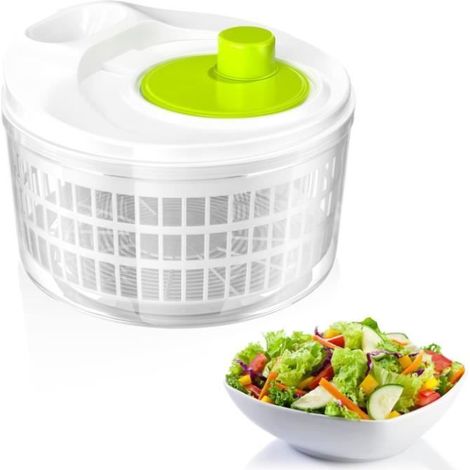 Essoreuse à Salade - Haute Qualité - 3L - Plastique Non Toxique - Utilisation Multiple - Facile à Nettoyer (1/4)