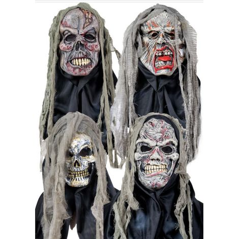 Masque de fantôme avec des chiffons, 4 types différents, noir (1/4)