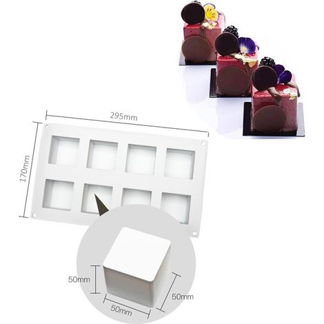 Silikonform mit 8 Mulden, antihaftbeschichtetes Backblech für Kuchen (1/4)