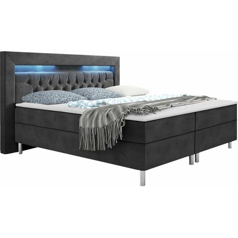 Lit boxspring Aura II , Double, Continental, 180x200, Tissu, Disponible, 200x210x115cm, LED: Disponible (1/5)