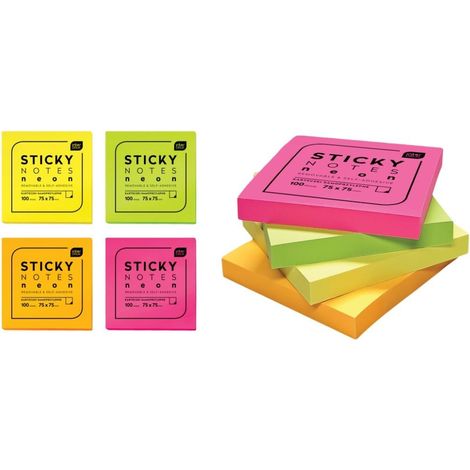 Neonfarbene Haftnotizen 75x75mm 100K
