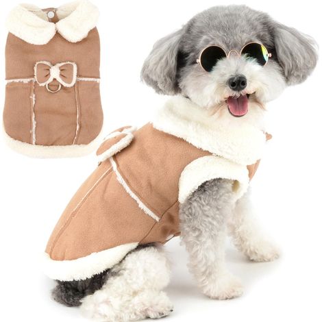 Manteau d'hiver pour petit chien veste chaude en polaire avec boucle de laisse style élégant manteau de costume pour chiot et chat vêtement chaud coupe-vent pour automne hiver (1/5)