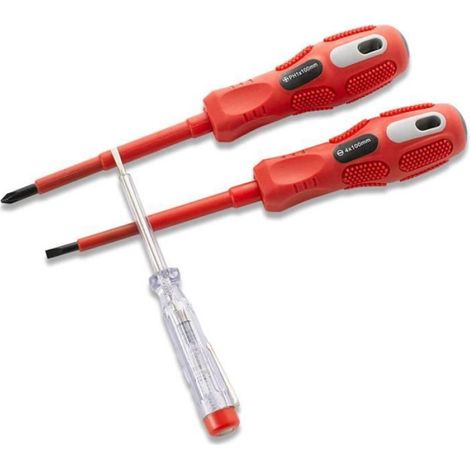 finder Profession Insulated Electrician Screwdriver Set, Slotted and Phillips Screwdriver Set with Electric Pen, Set of (1/4)