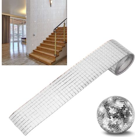 Selbstklebende Mosaik-Wandaufkleber, 1600 Stück, kreative DIY-Glas-Spiegelaufkleber, Innendekoration, KTV-Aufkleber, silber. (1/5)