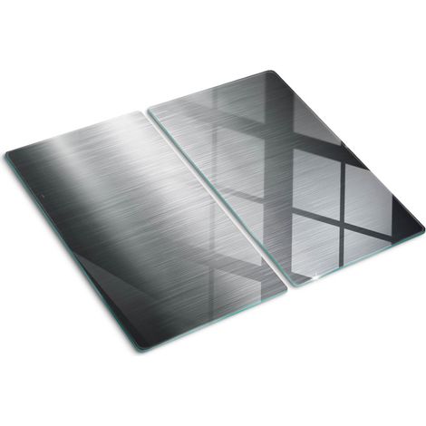 Planche de cuisine, couvre plaque, verre planche découper, verre trempé – 2 x 30 x 52 cm - Fond métallique (1/5)