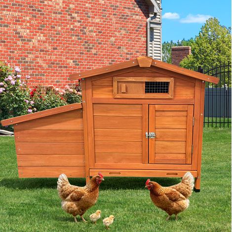Poulailler sur pilotis en bois avec nid surélevé, 104,5 x 52 x 71,3 cm, doré, OKWISH (1/5)