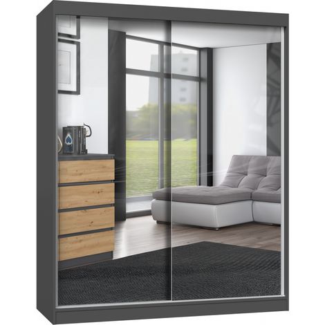 PAOLO - Schrank mit 2 Schiebetüren - 2 Spiegel - B. 160 cm - 2-türiges Ankleidezimmer (1/4)