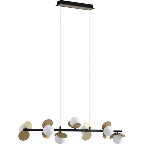 [NEUWERTIG] B-Ware Lucande Pendelleuchte Hängeleuchte Pallo LED Glas schwarz gold Esszimmer dimmbar (1/2)