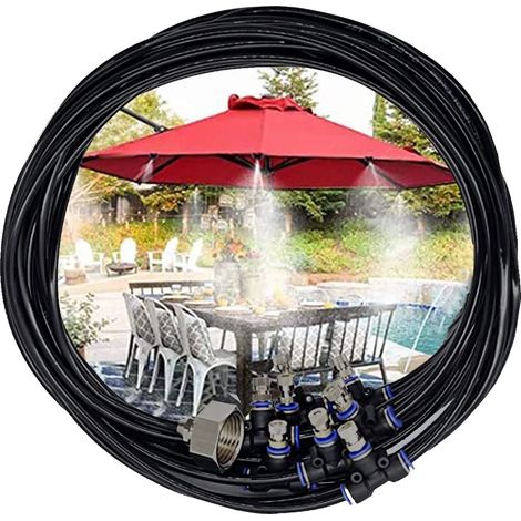 Brumisateur Exterieur, Système de Brumisation(18M) 26 Buse Jardin Brumisation Refroidissement Système d'arrosage Distribution Brumisateur pour Patio Jardin (1/5)