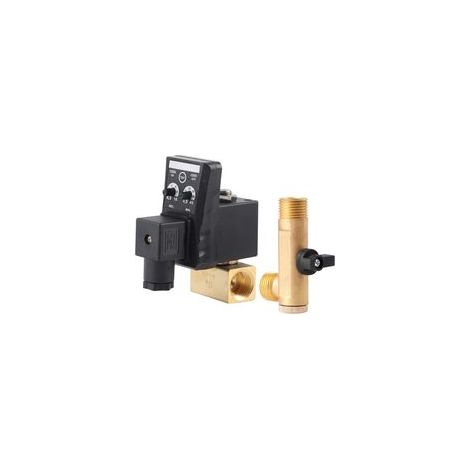Automatischer Entlüftungskompressor, automatisches Ablassventil, automatisches elektronisches Ablassventil G1/2 DN15, Messing-Ablassventil für Kondensatmanagement (1/5)