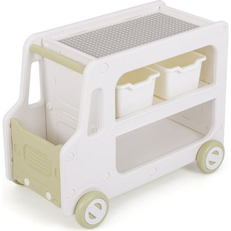 Organizador de almacenamiento de 2 niveles 73 x 42 x 56 cm Multifuncional Estilo moderno y divertido en HDPE verde 200017994