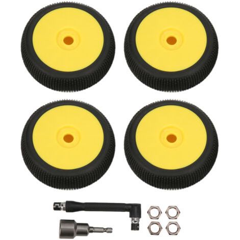 RHG Jeu de clés à cliquet，Pneus et roues avant et arrière RC avec hexagone de 17mm, pièces de mise à niveau pour voiture tout-terrain 1/8, jaune, 4 pièces (1/5)