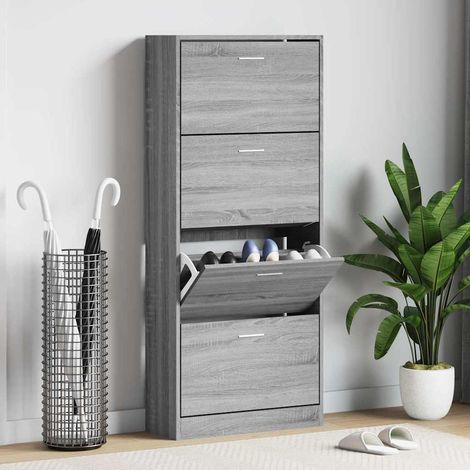 Schuhschrank Grau Sonoma 63x24x147 cm Holzwerkstoff