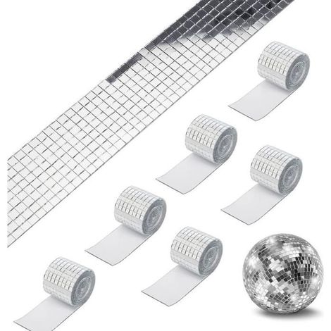 Mosaique miroir auto-Adhésif,Autocollants Carrés en Mosaïque de Verre Mini Autocollants Miroir pour DIY Disco Party DIY Decor,55mm