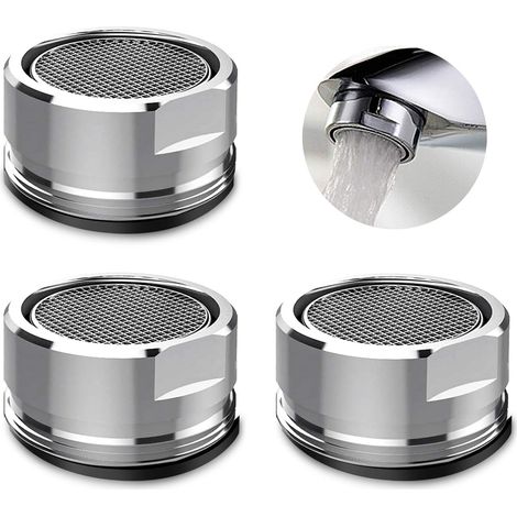 Juego de 3 piezas de aireador para grifo, filtro con anillo de sellado para cocina y baño - Plateado (Diámetro exterior 24 mm) (1/5)