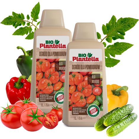 BIO PLANTELLA Ökologischer Dünger für Tomaten, Paprika, Gurken, Gemüse 2x1L