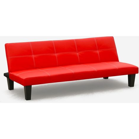 Sofá cama 3 plazas cuero polipiel Topazio pronto letto - Rojo