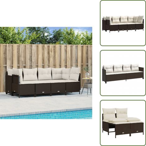 The Living Store 5-tlg. Garten-Sofagarnitur mit Kissen Braun Poly Rattan - Gartenmöbel - Outdoor-Lounge - Rattan Gartenmöbel - Sofagarnitur - Balkonmöbel (1/5)