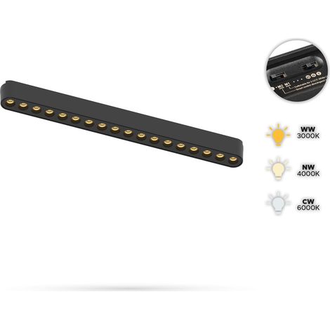 Faretto lineare Grille 18W T18 per binari SLIM TRACK e FiberFLEX, 24VDC, 3CCT, 3000K, 4000K, 6000K (1/5)