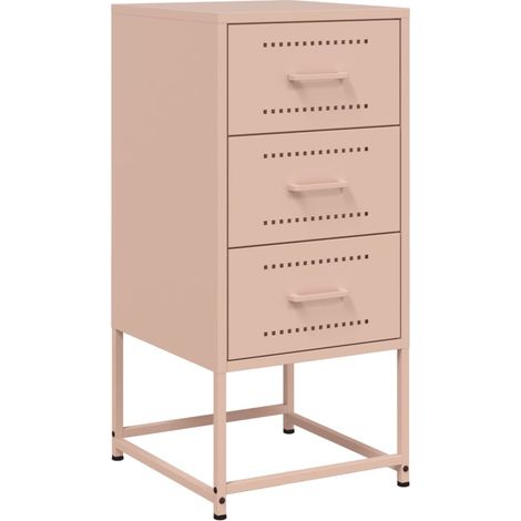 Maison Exclusive - Mesita de noche acero rosa 36x39x78 cm