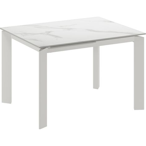 Tavolo Allungabile Frame 80x120-170x75 cm Top in Ceramica Marmo Bianco Opaco (1/3)