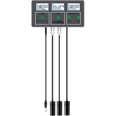 Wasserqualitätstester mit Temperatur-App, 8 in 1 pH / ORP / EC / tds / Salz / s.g / / temp, WLAN-Verbindung, Steuerung über Pool- und Aquarium-App, EU-Stecker.