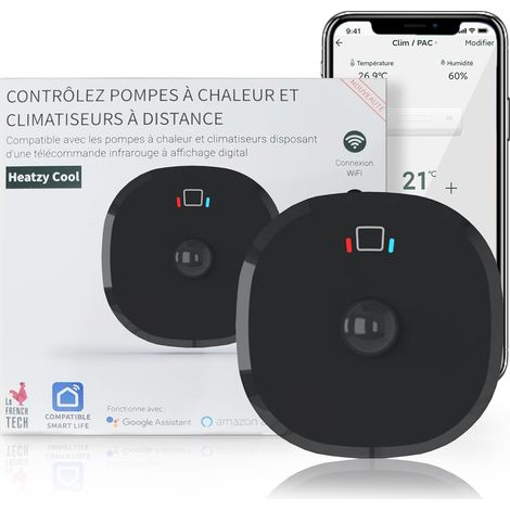 Heatzy – Thermostat connecté pour climatisation et pompe à chaleur – Géolocalisation – Programmation – Détection de présence – WiFi 2.4GHz (1/5)