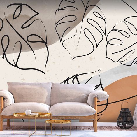 Papier peint Minimalistic Monstera Leaves - 150 x 105 cm (1/4)