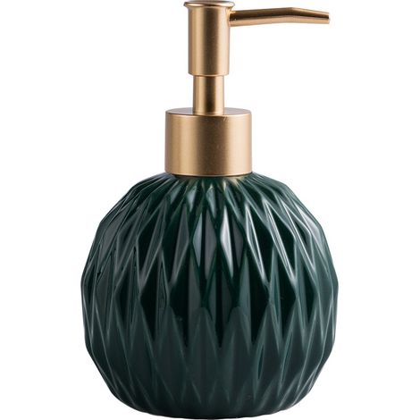 Distributeur de savon en céramique, bouteille de savon pour les mains, bouteille de Lotion de toilette nordique pour salle de bain (1 bouteille ronde (1/5)