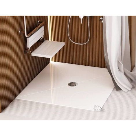 ECOLAM Receveur de douche Carré De Luxe 100x100 cm Hauteur: 3,5 cm, siphon. Receveur de douche plat au ras du sol, sans obstacle (1/5)