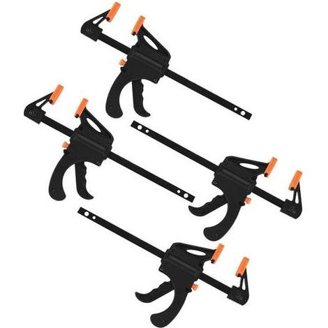 4 Pièces Serres-joints à Une Main, Pince à Barre à Cliquet, Rapide à Cliquet à Libération, Clamp Barre de Fixation pour Bois, Collier Serrage Plastique - 4 Pouces (1/5)