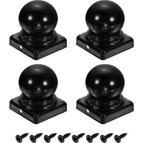 4Pcs Caps Pour Poteaux De Clôture, 50mm/1.97-inch Carré Boule Supérieure Dôme Couverture De Poteau En Fer Avec Vis Pour Métal Extérieur Bois Clôture Terrasse Boîte Aux Lettres (1/5)