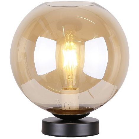 Lampe à poser Candellux Globe verre noir/ambre E27 28cm