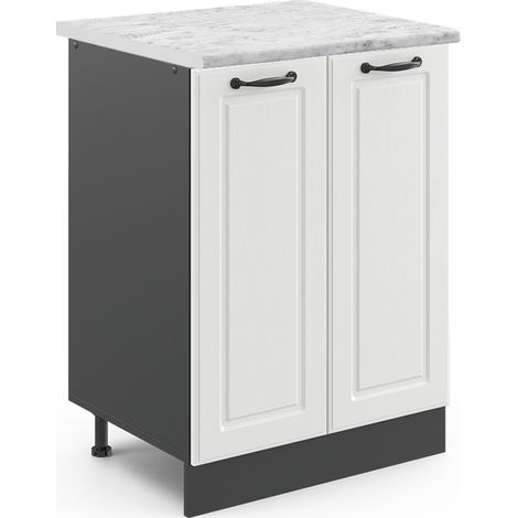 Meuble bas de cuisine R-Line, Blanc campagne, 60 cm , PT Marbre, Vicco